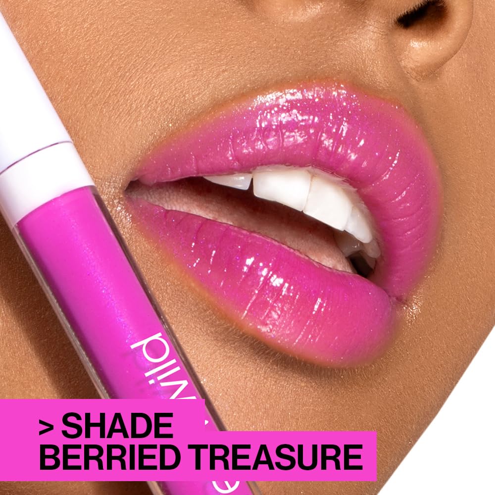 Wet n Wild MegaSlicks brillo labial muestras de labios tono uvas.