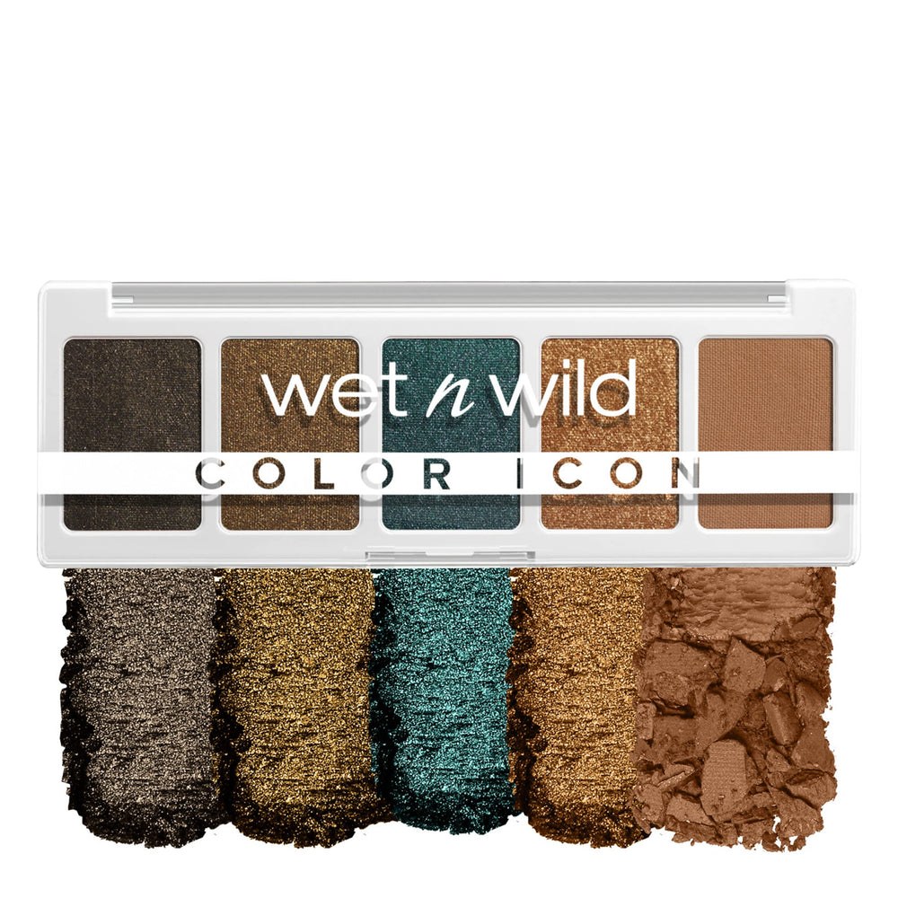 wet n wild Color Icon My Lucky Charm, paleta de 5 sombras, frente, muestra colores vibrantes.