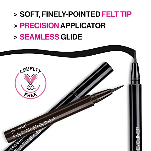 Delineador Proline de wet n wild punta felt aplicado rápidamente.