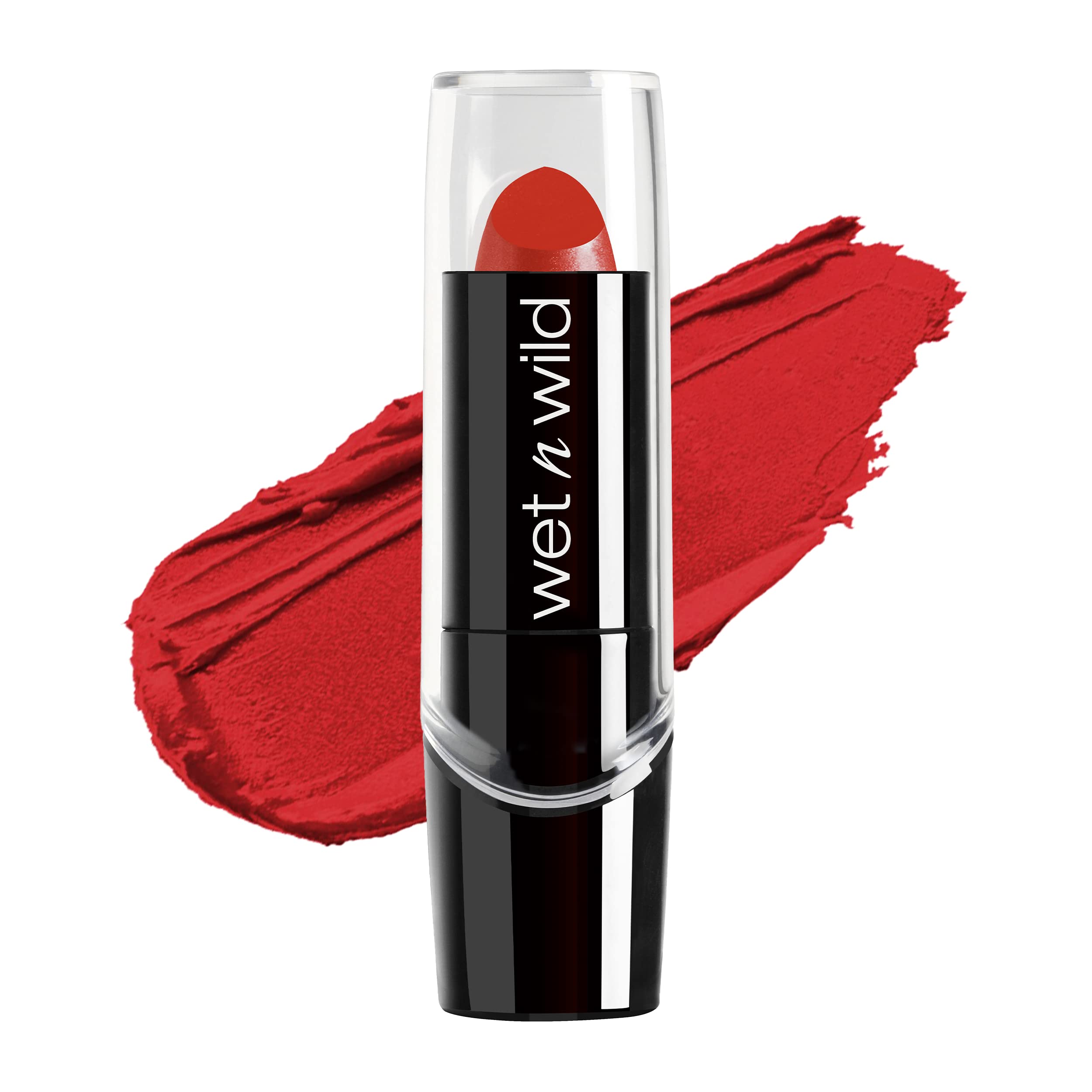 wet n wild Silk Finish Lipstick Cherry Frost con color intenso y acabado sedoso para labios.