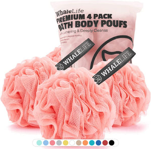 WhaleLife esponja lufa grande para ducha, rosa, facilita una limpieza suave.