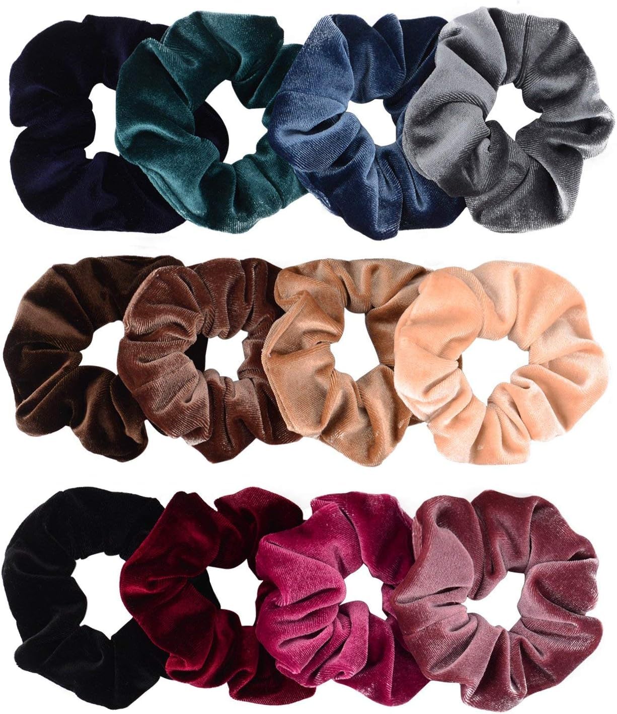 Whaline gomas de cabello de terciopelo en pack 12 para fijación suave sin tirar