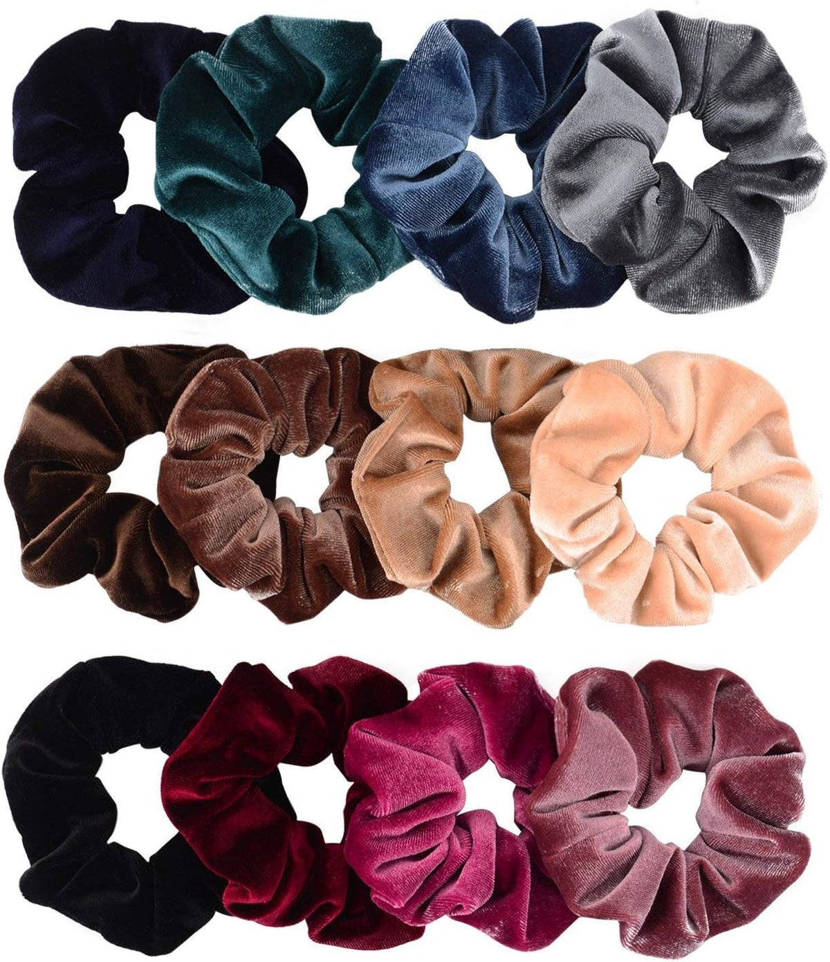 Whaline gomas de cabello de terciopelo en pack 12 para fijación suave sin tirar