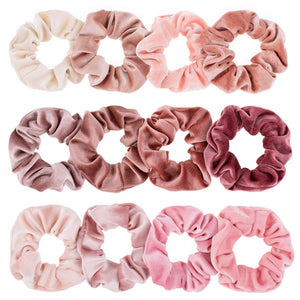 Whaline scrunchies de terciopelo rosa, 12 piezas para peinados suaves y fáciles de usar diario.