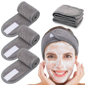 Whaline diadema spa gris de 4 piezas para faciales en casa.