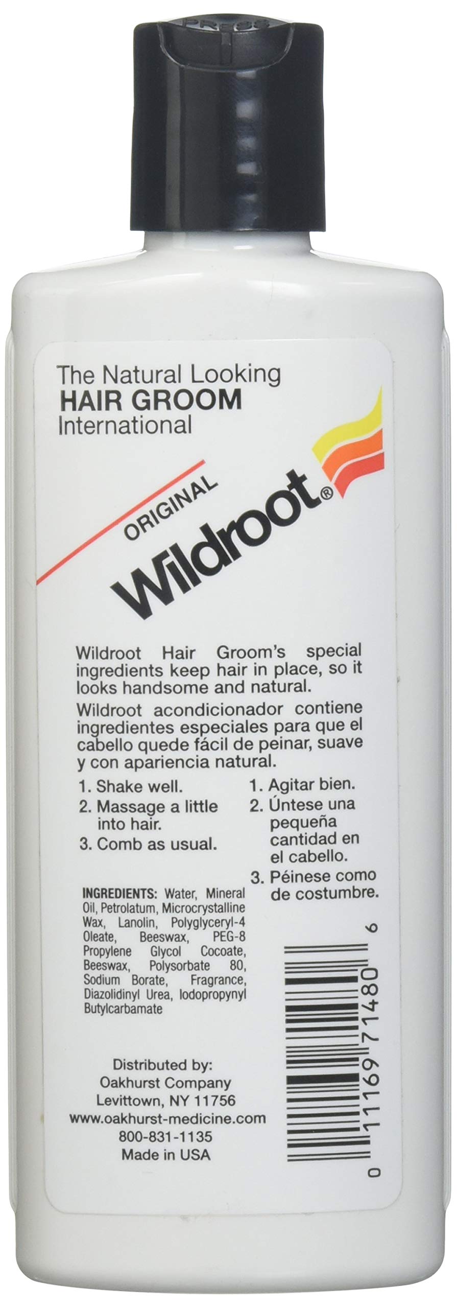 Wildroot fijador para el cabello, ingredientes clave: aceite mineral y lanolina