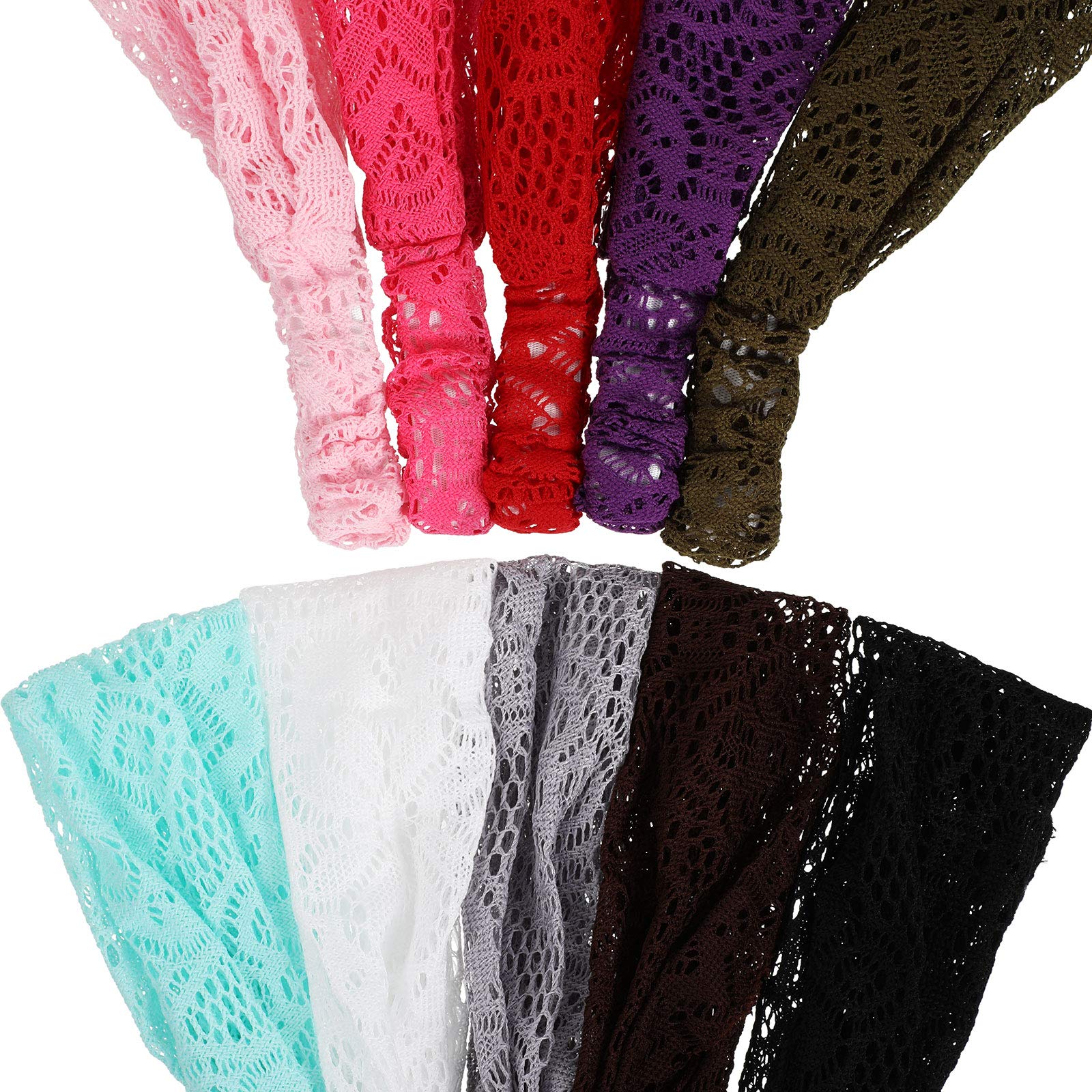 Willbond bandana bohemio con encaje beige para cabello durante ejercicio