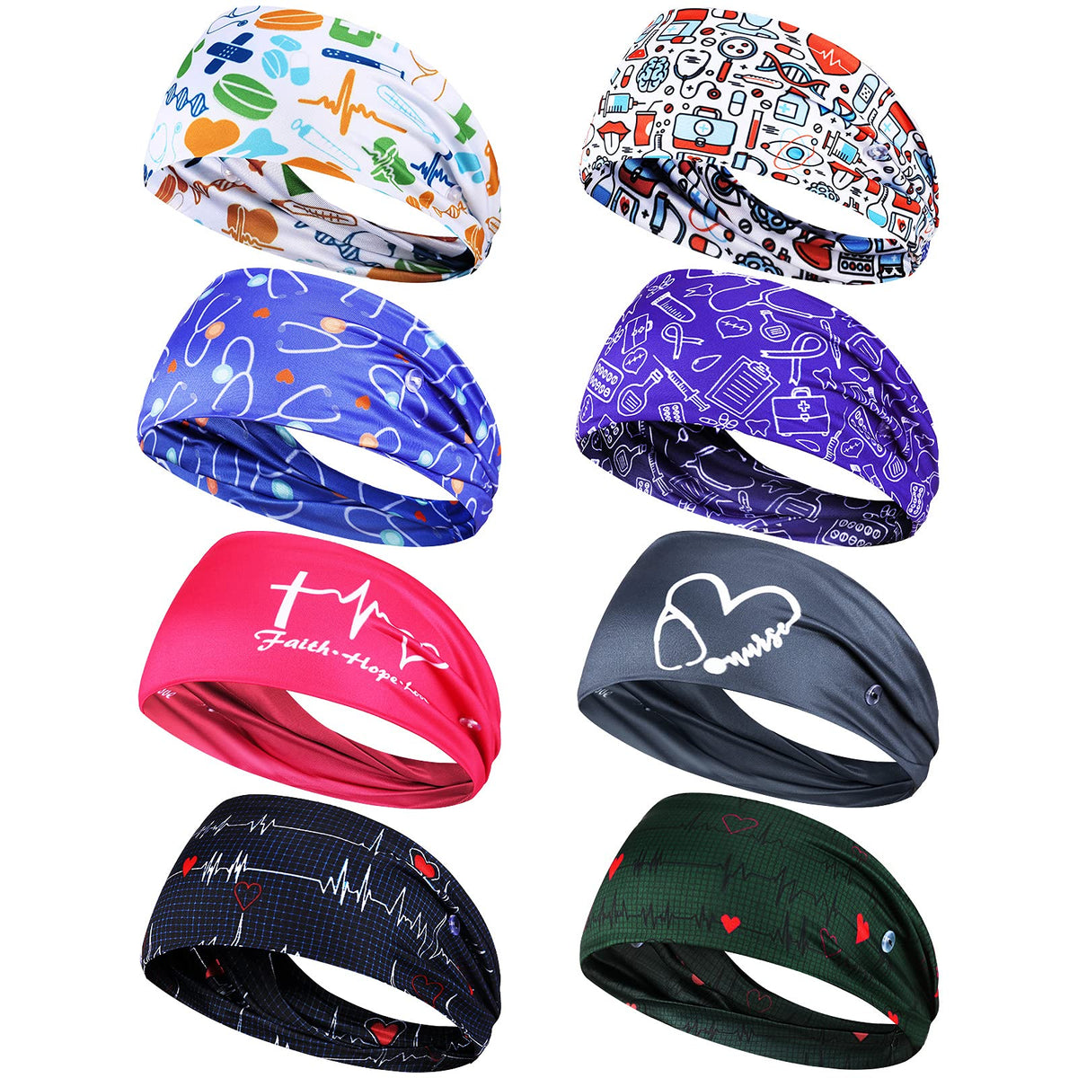 Willbond bandanas cabeza con botones, sujeción estable para el cabello en el trabajo
