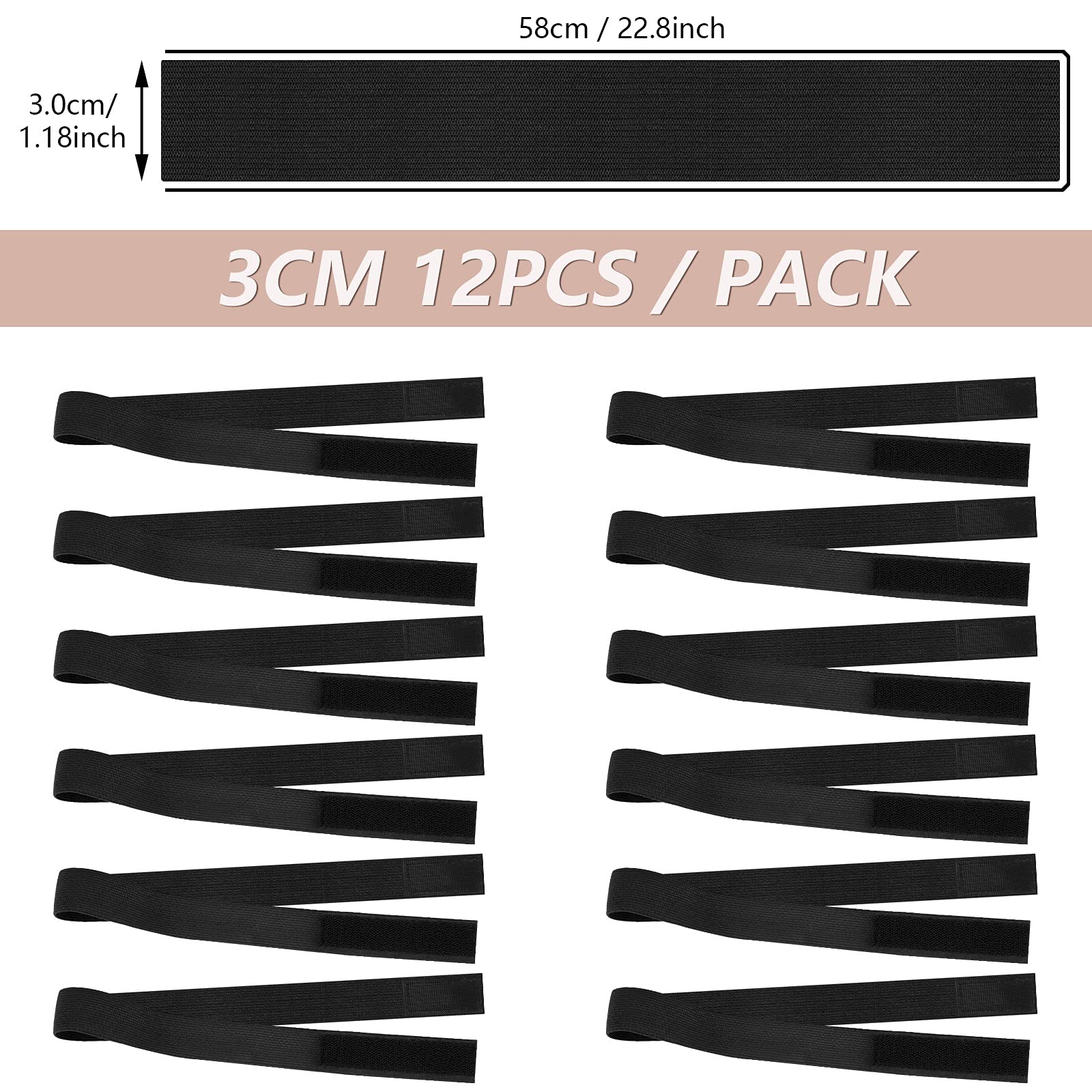 WILLBOND banda-elastica-para-borde-lace-front 60cm negro, ajuste cómodo durante el día.