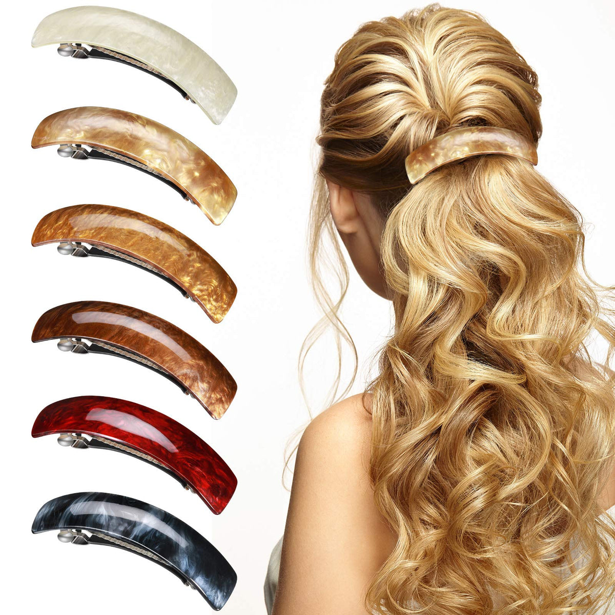 Barrettes WILLBOND grandes multicolores para un peinado llamativo y seguro.