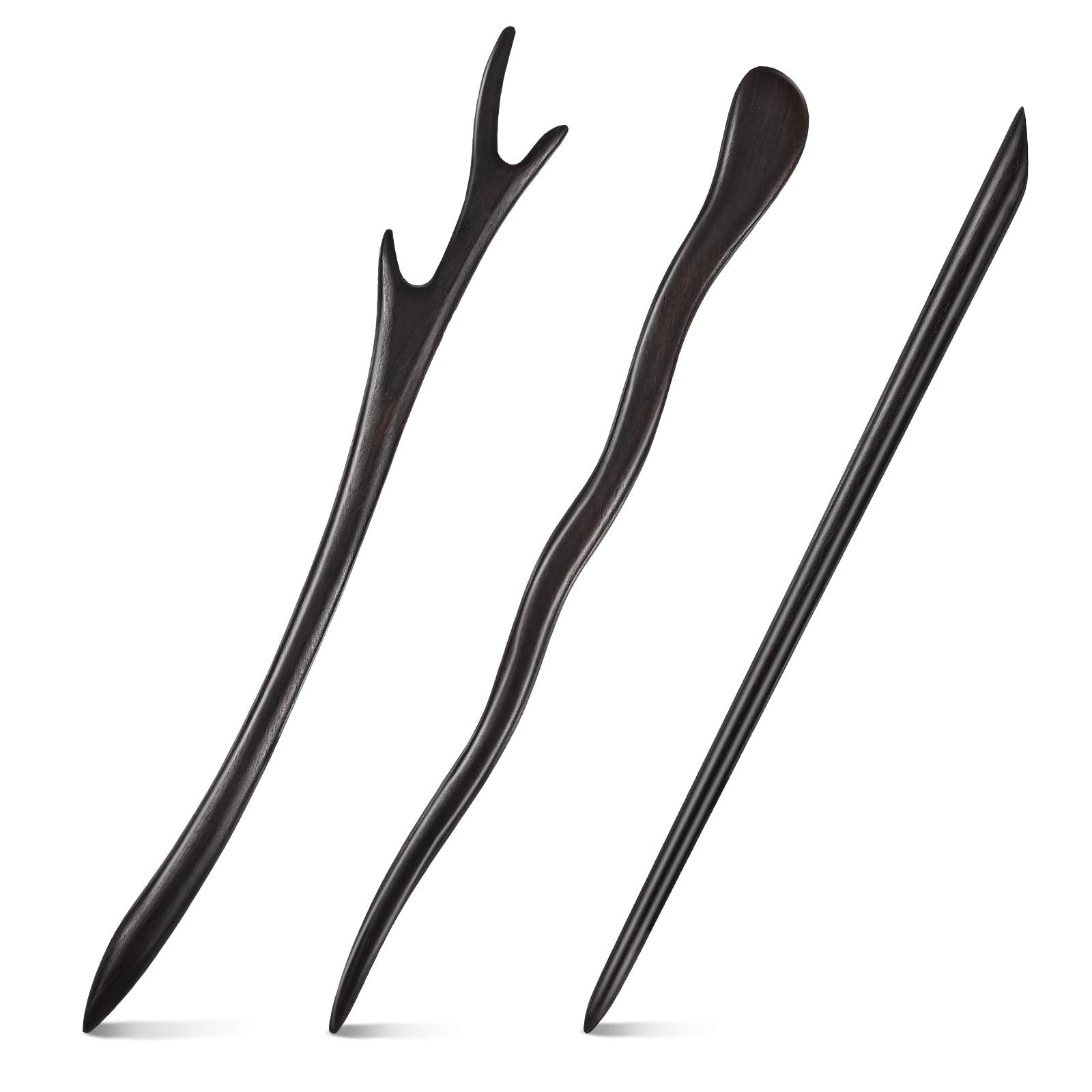 Willbond palillos para pelo de ébano primer plano con borde suave para moños firmes