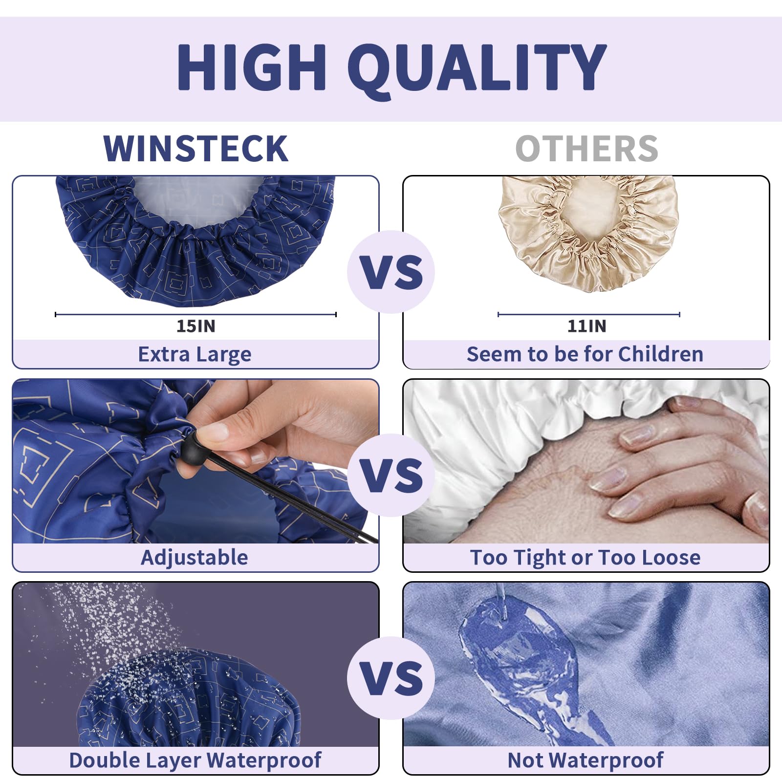 Gorro impermeable WINSTECK para baño y tareas domésticas, almacenamiento compacto.