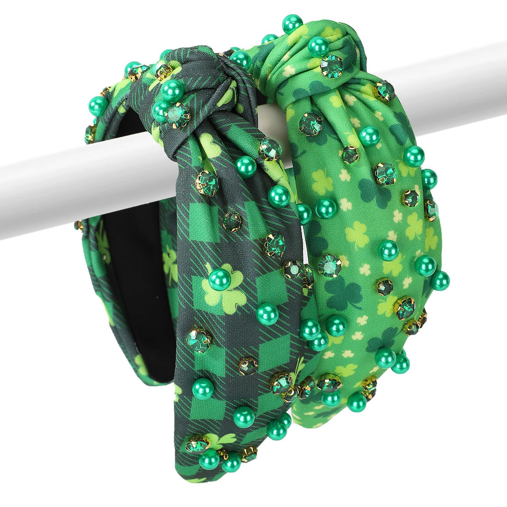 Winthrop diadema San Patricio con nudo superior verde para peinados.