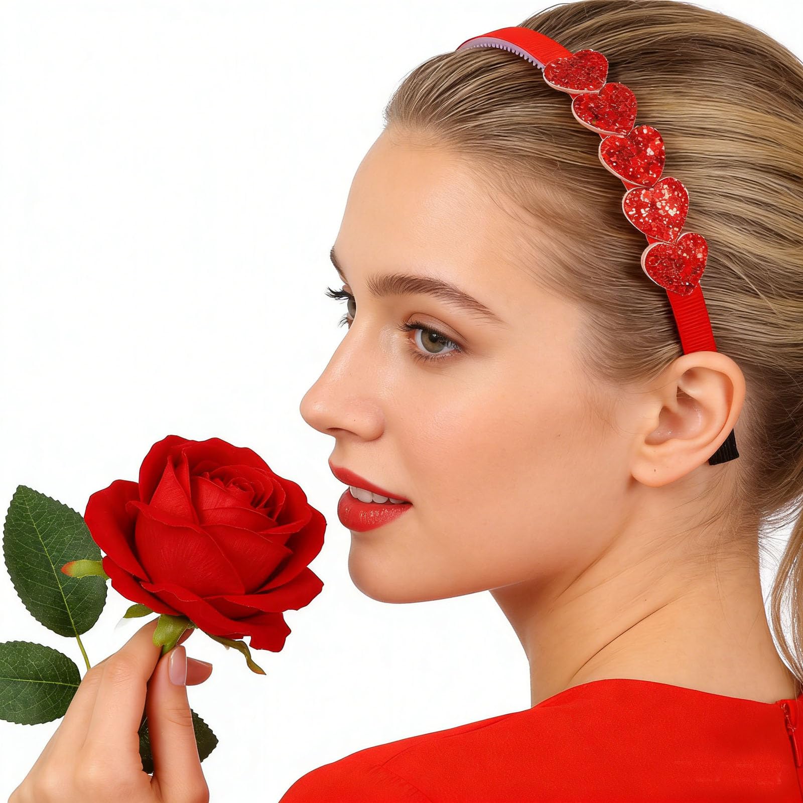 WIWUFUE diadema de corazones brillantes para lucir en fiestas románticas.