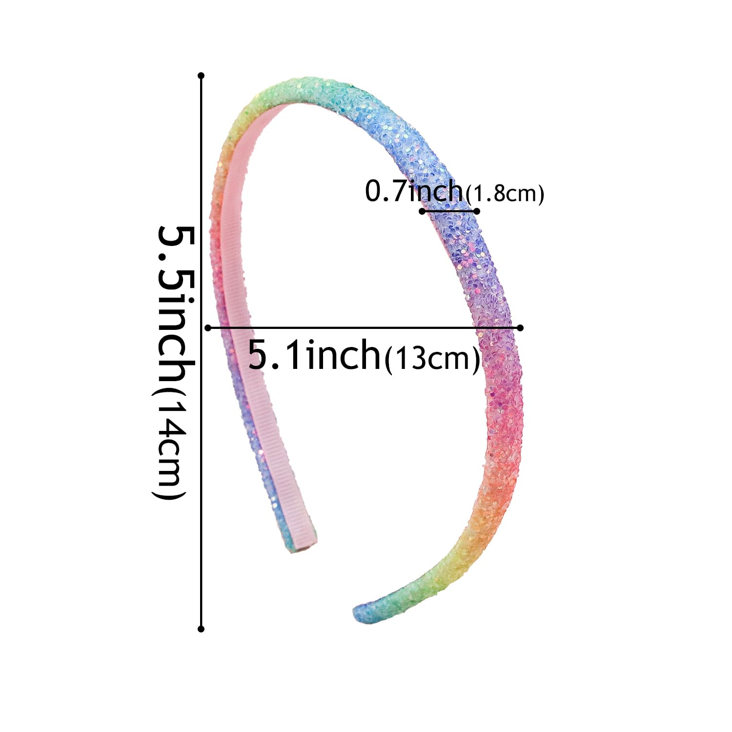 Regalo ideal para cumpleaños: diadema arcoíris WJYX BOWS con purpurina.