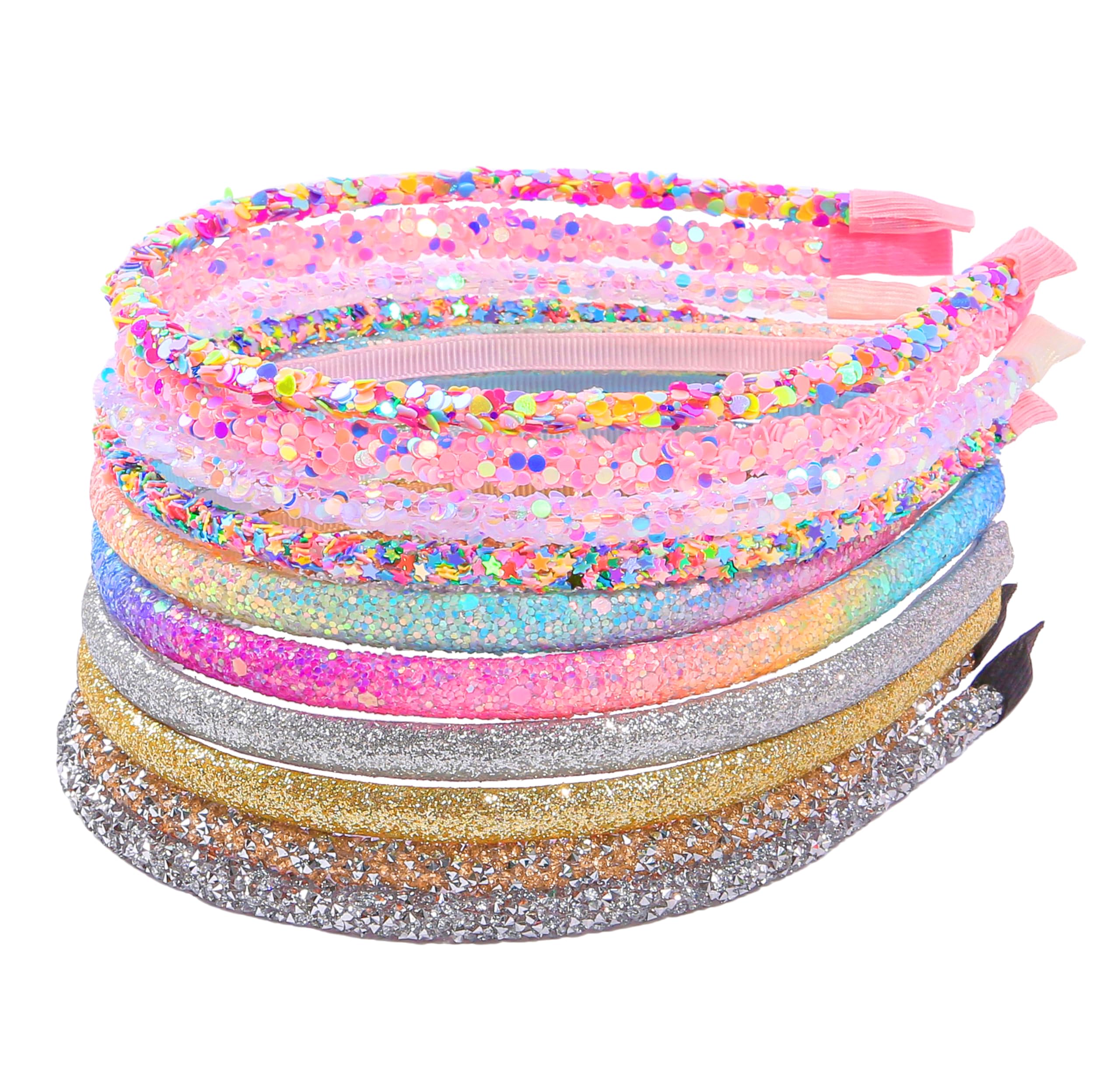 Diadema WJYX BOWS con brillo arcoíris, ideal para fiestas y sesiones fotográficas.