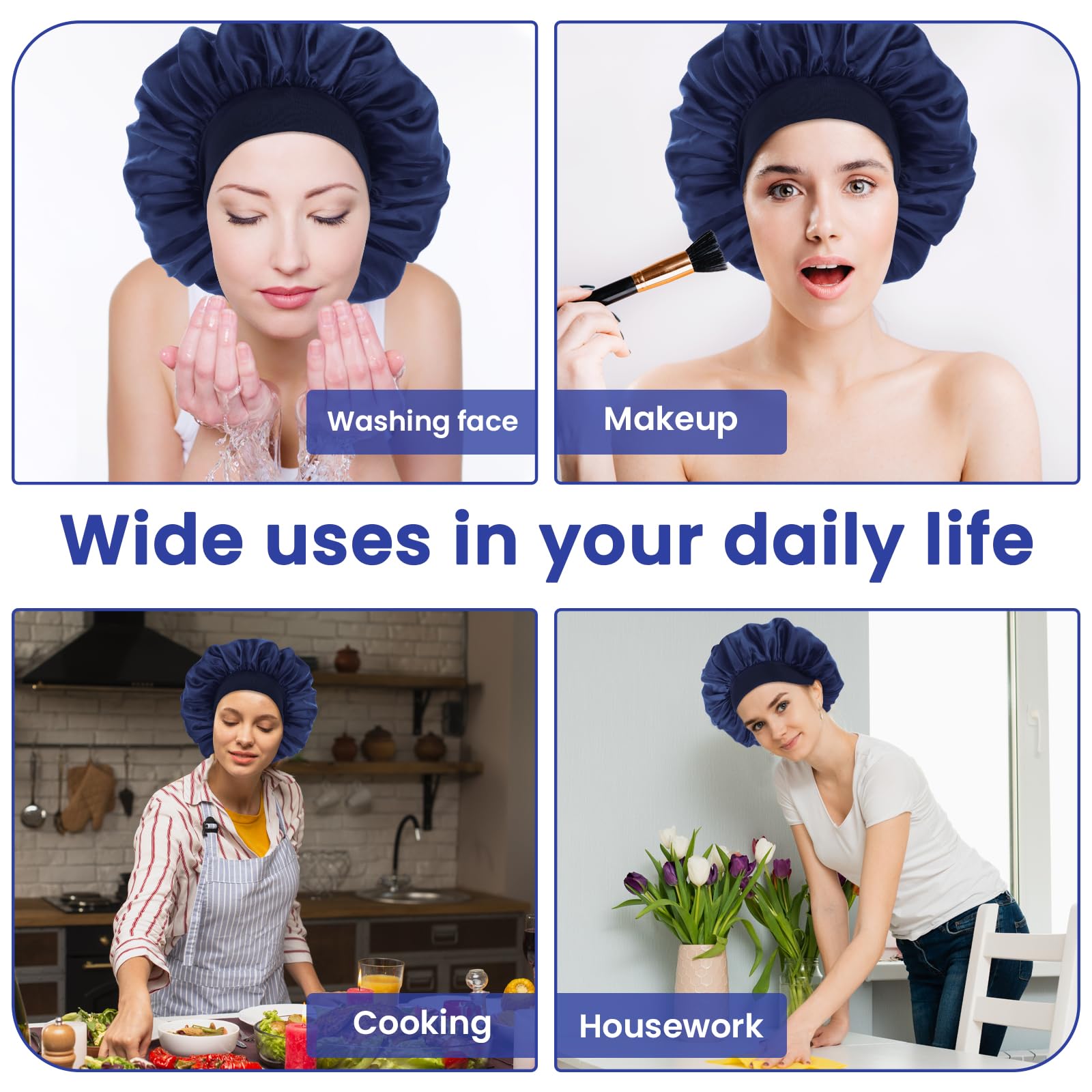 Bonete para cabello rizado, reduce fricción durante la noche.