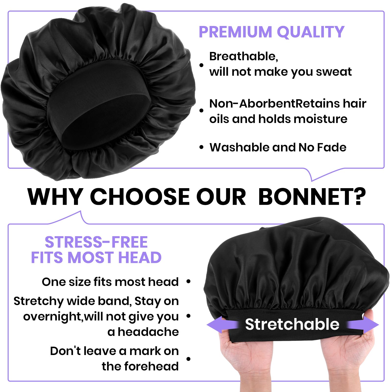 WLLHYF bonete de seda reduce fricción y protege el peinado nocturno