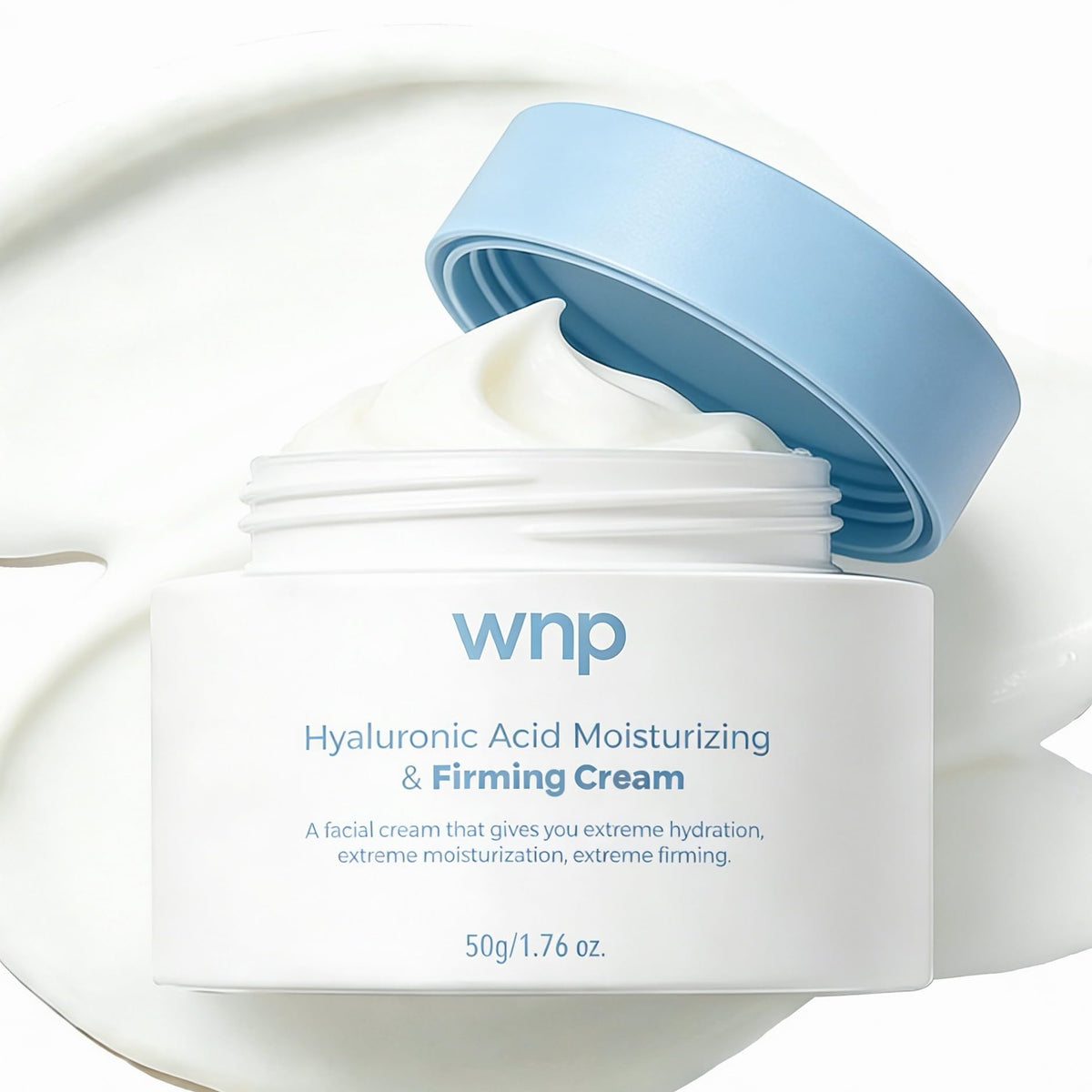 Crema WNP hidratante 4D hialurónico en bote, hidratación profunda para piel seca.