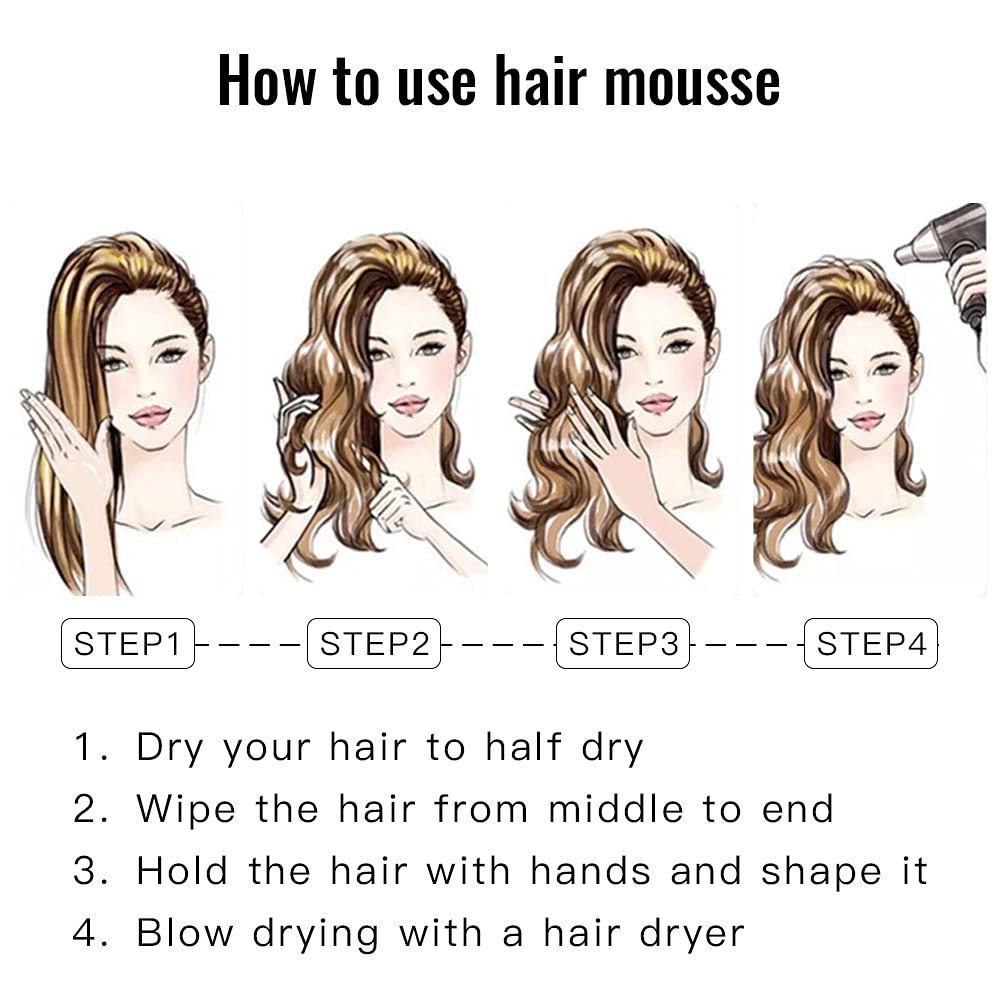 Wodemate Mousse para diferentes tipos de rizos, definición y estilo natural.