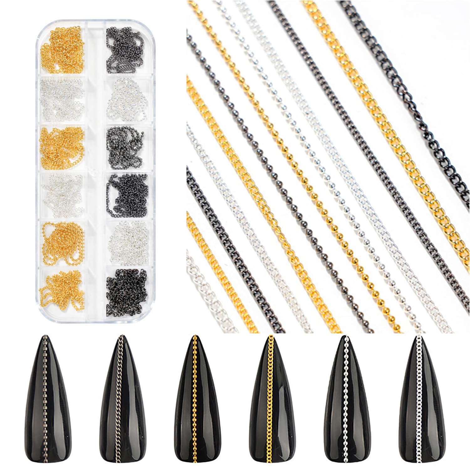 Cadena de uñas WOKOTO en oro brillo para un estilo glam duradero
