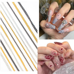 Cadena de uñas WOKOTO en plata brillo para acentos elegantes