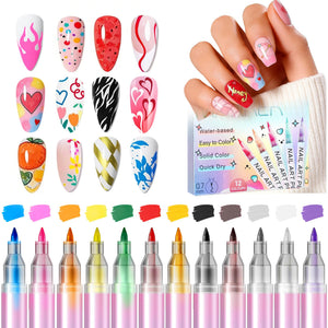 Woobena conjunto de 12 colores arte de uñas para diseños caseros fáciles y profesionales.