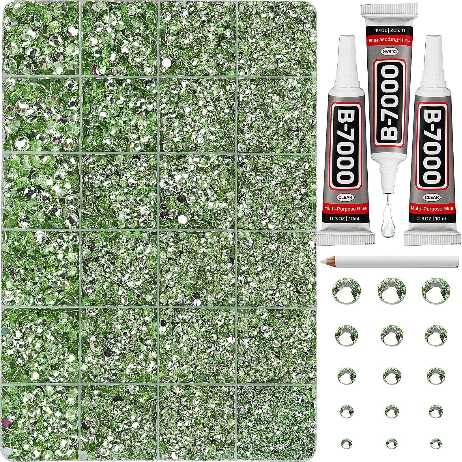 Worthofbest piedras verdes claro, primer plano, brillo para manualidades
