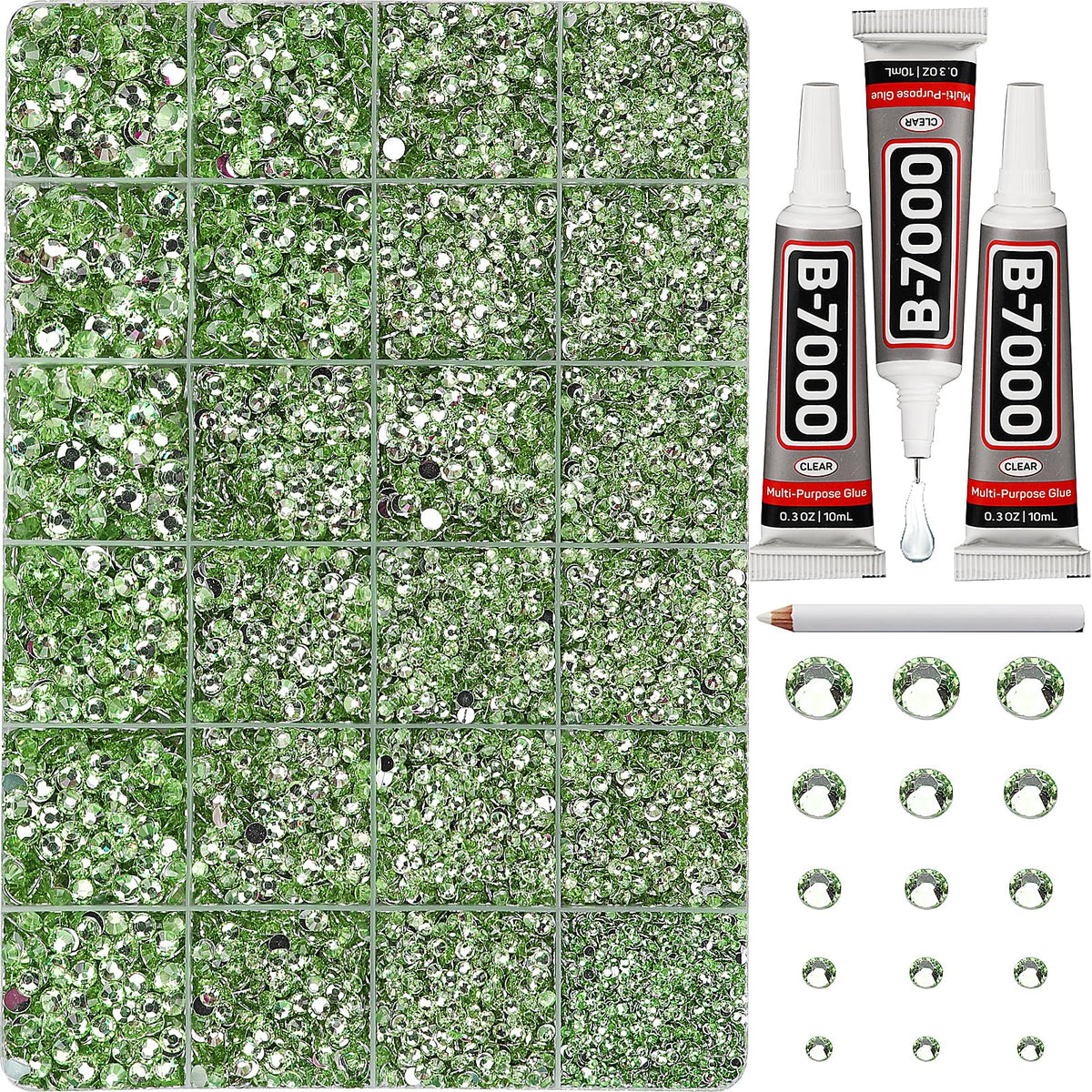 Worthofbest piedras verdes claro, primer plano, brillo para manualidades
