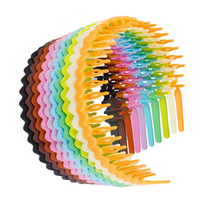 Diadema plástica WOVOWOVO con dientes rosa brillante, evita deslizamientos durante el peinado diario.