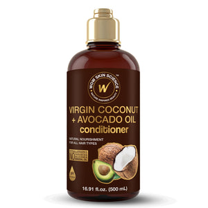 Acondicionador WOW con coco y aguacate en bote para hidratación profunda del cabello.