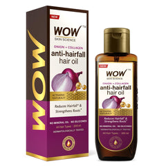 Wow Skin Science aceite de cebolla y semilla negra en botella para hidratación y brillo.