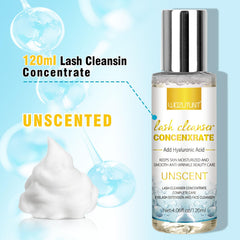 WOZUTUNT Lash Shampoo Concentrate con aplicadores desechables para limpieza suave sin contaminación.