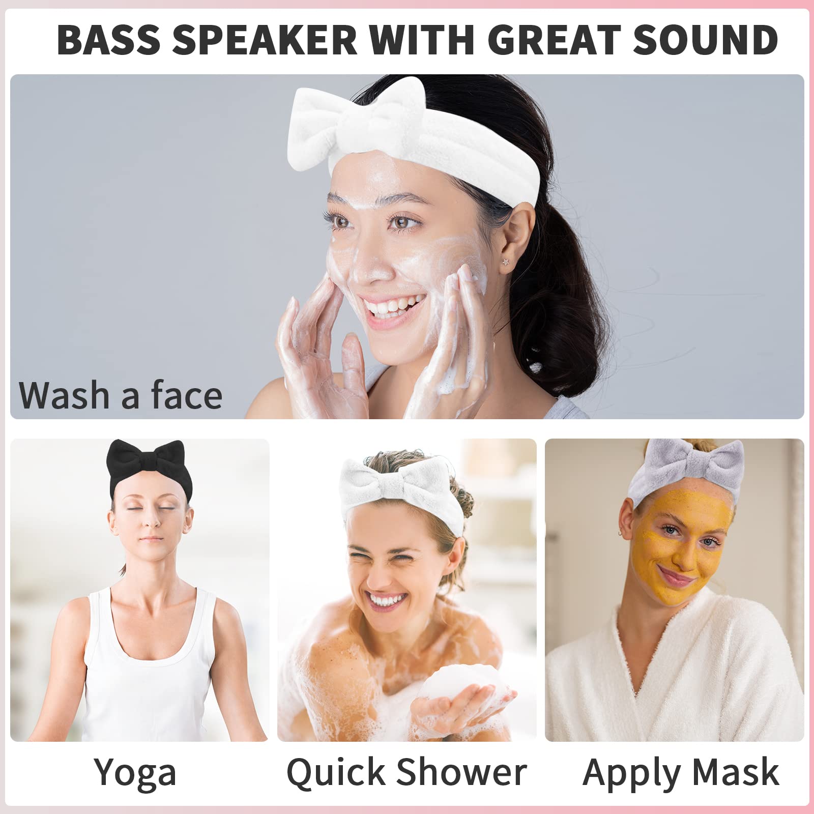 WSYUB Spa Headband ajustable, elástico seguro que no se cae.