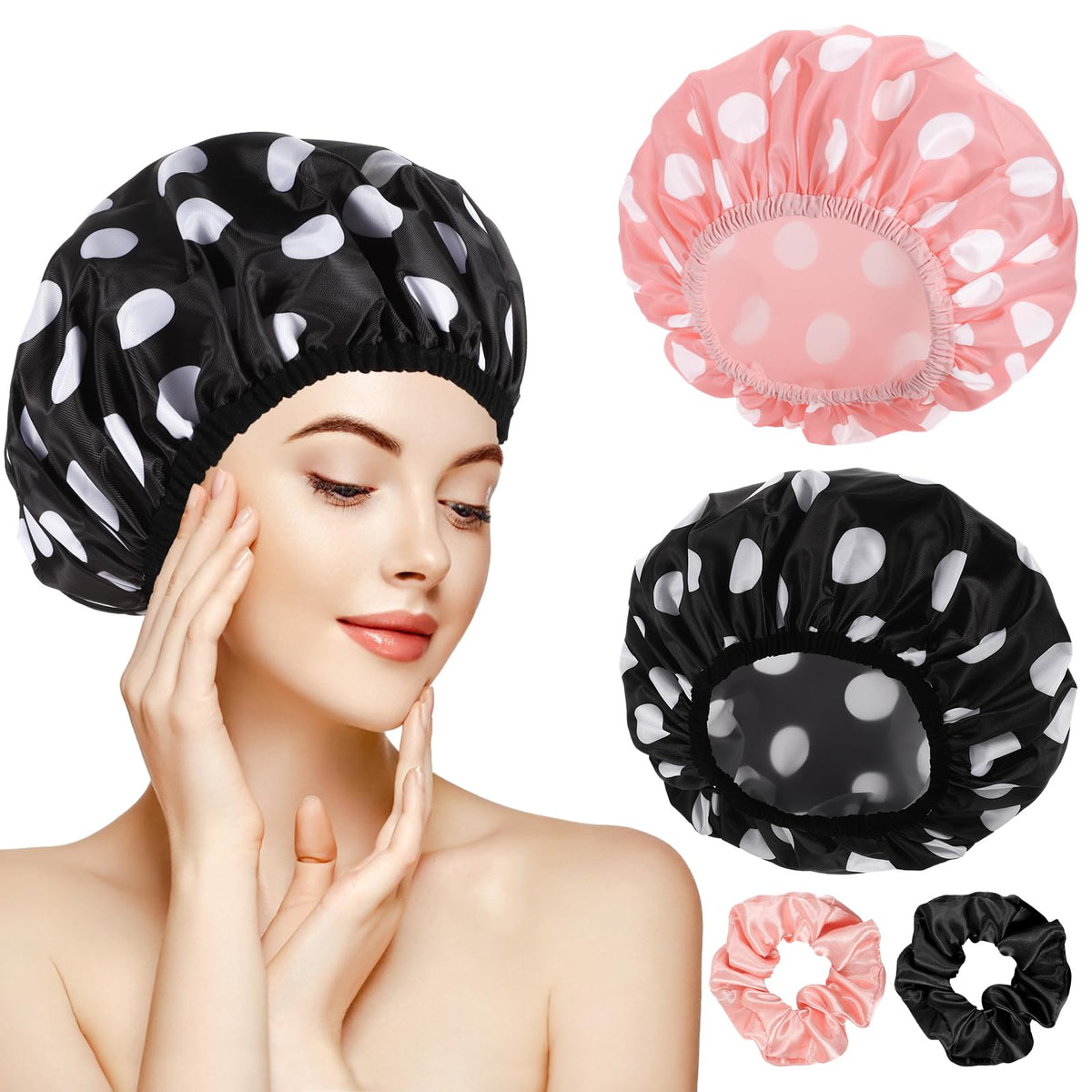 Gorra de ducha WSICSE grande de oxford con doble capa para cabello largo
