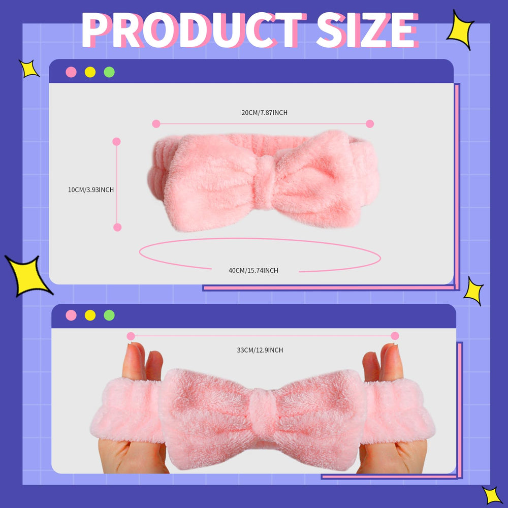 WSYUB banda spa con lazo rosa, ideal para lavado facial sin resbalones.