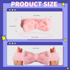 WSYUB banda spa con lazo rosa, ideal para lavado facial sin resbalones.