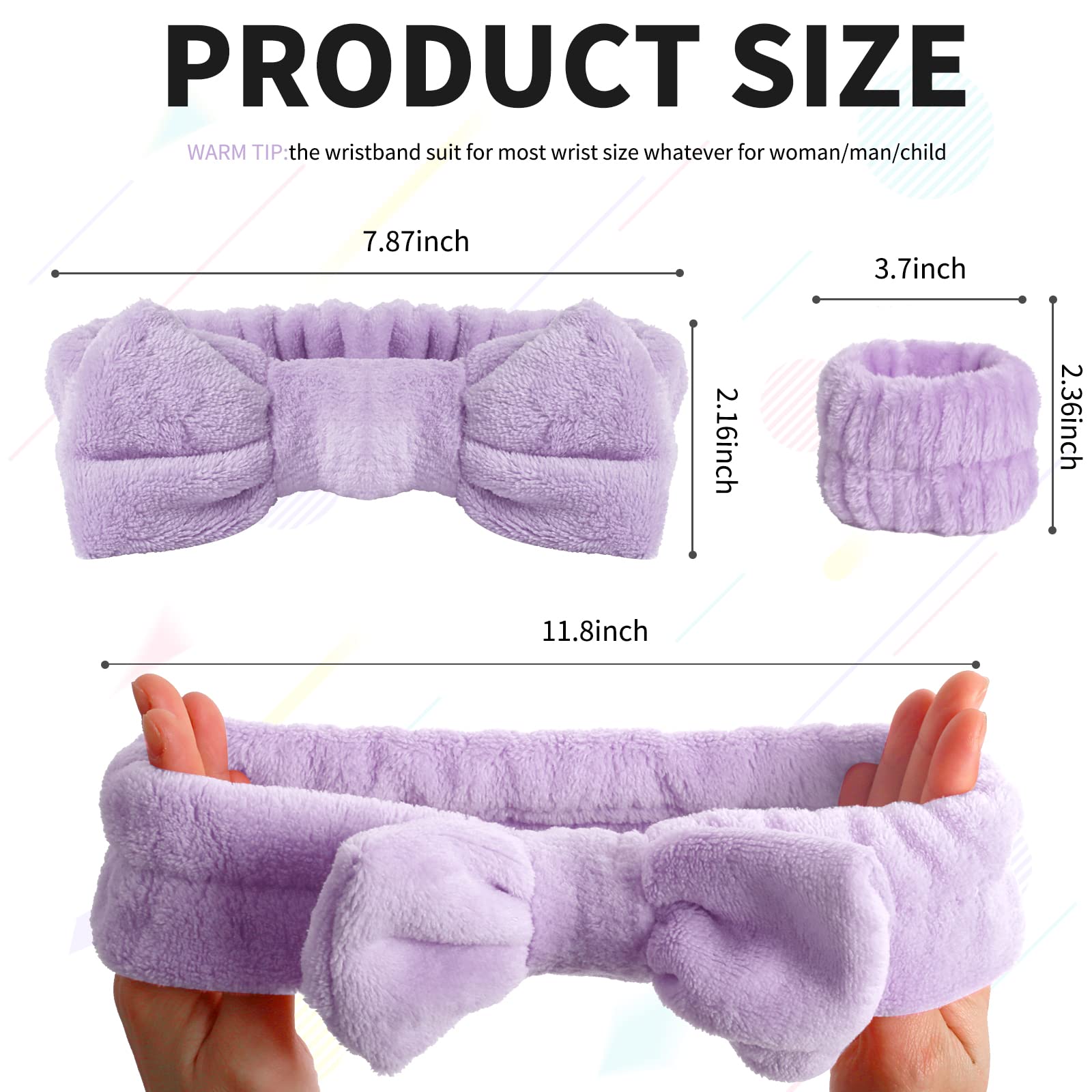 WSYUB cinta para la cabeza morada con lazo desmontable para un peinado cómodo