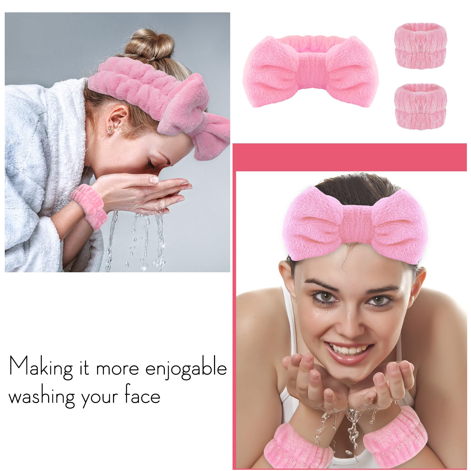 WSYUB diadema spa rosa detalle microfibra ultra suave y cómodo uso diario