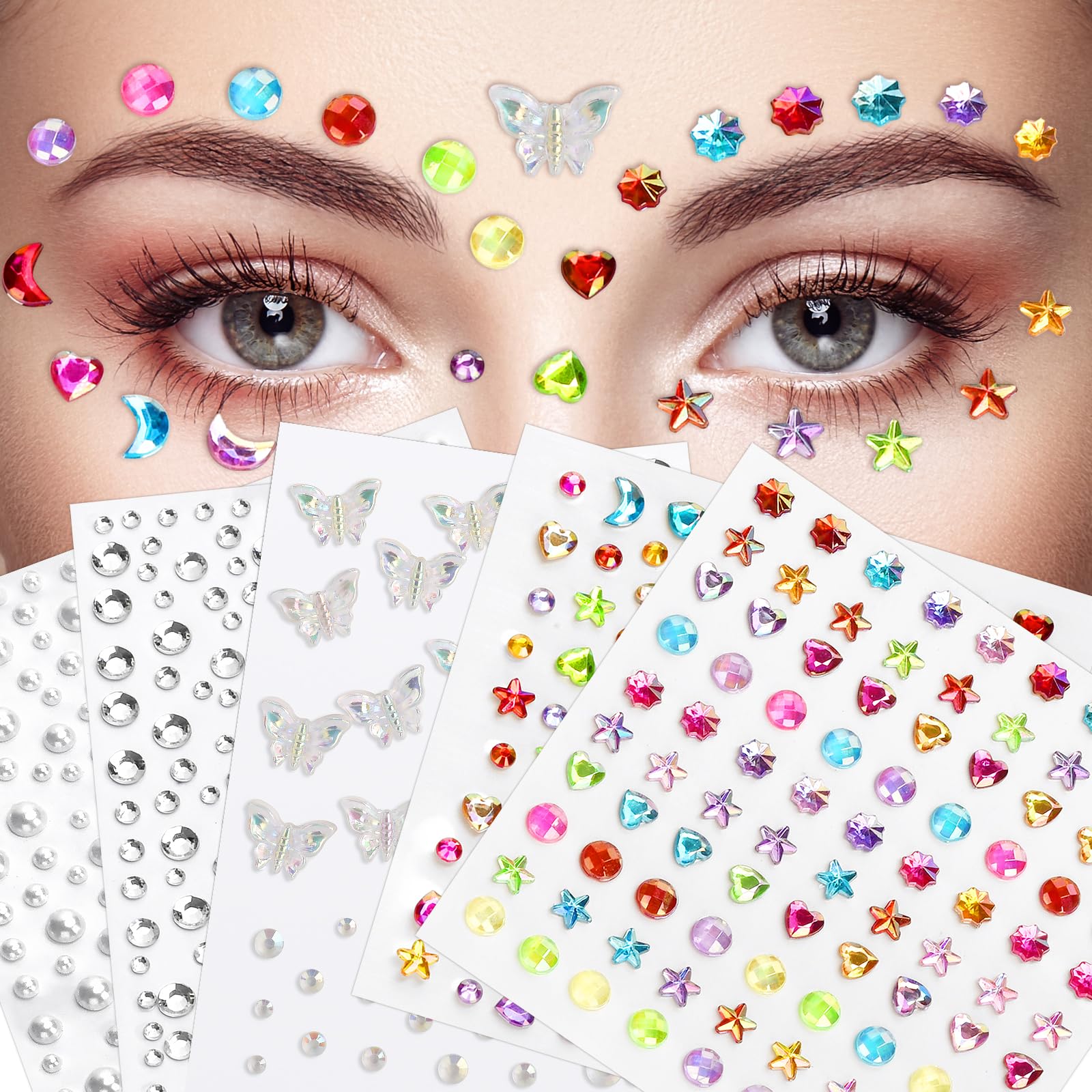 Wuinoid pegatinas de gemas Pascua brillantes para rostro y maquillaje.