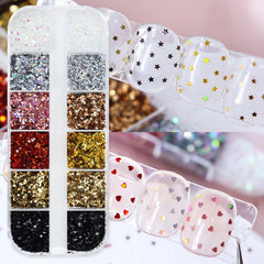 WULIUFLY corazones para uñas: set de brillo para manicura de San Valentín.