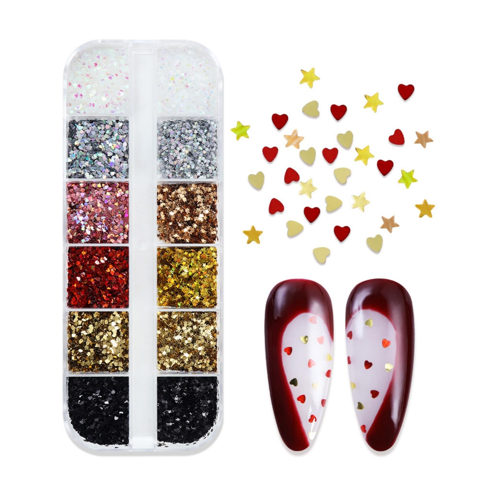 WULIUFLY estrellas para uñas: brillo holográfico para looks festivos.