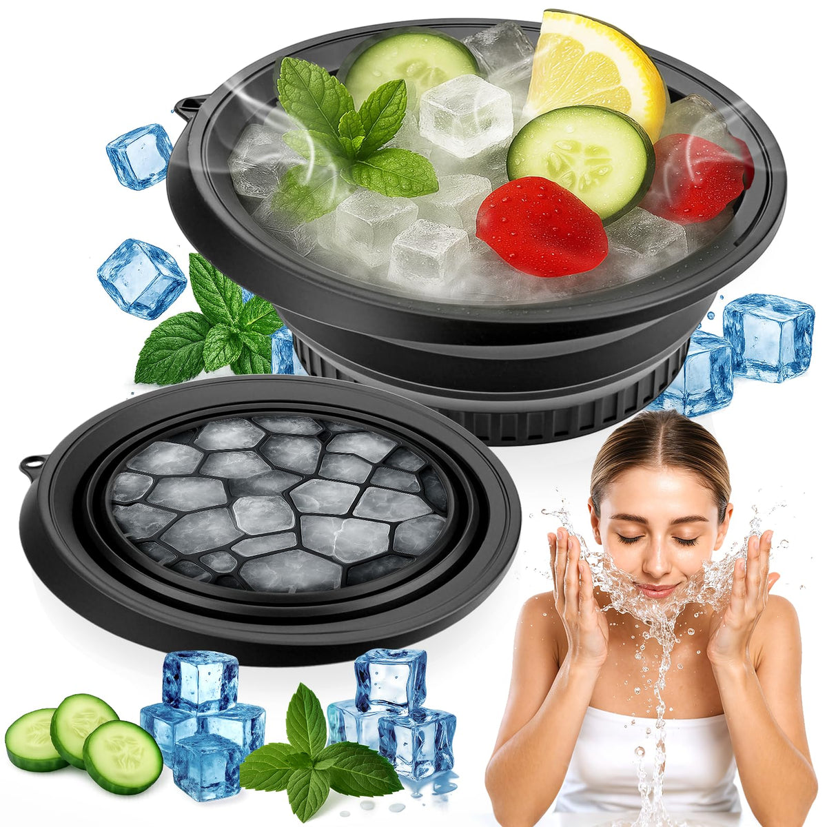 XANGNIER tazón rostro con hielo integrado para refrescar la piel rápidamente