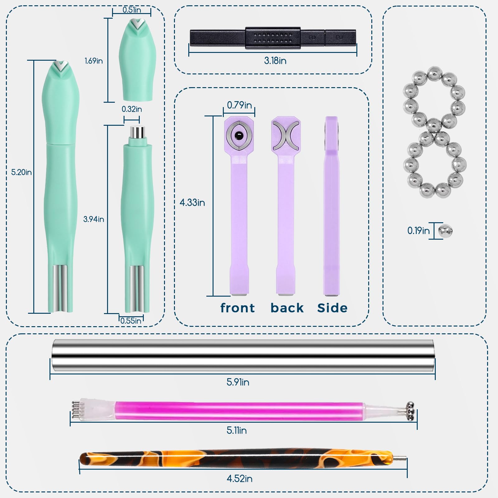 Bolígrafo-imán flor XEAOHESY Cat Eye, doble cabeza para diseños florales rápidos.