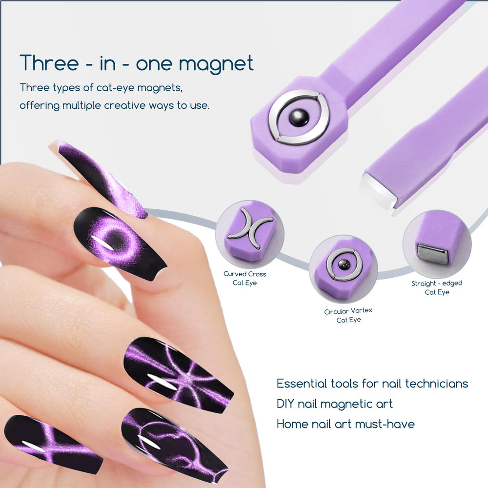 Imán 3-en-1 verde y morado XEAOHESY, varios estilos Cat Eye.