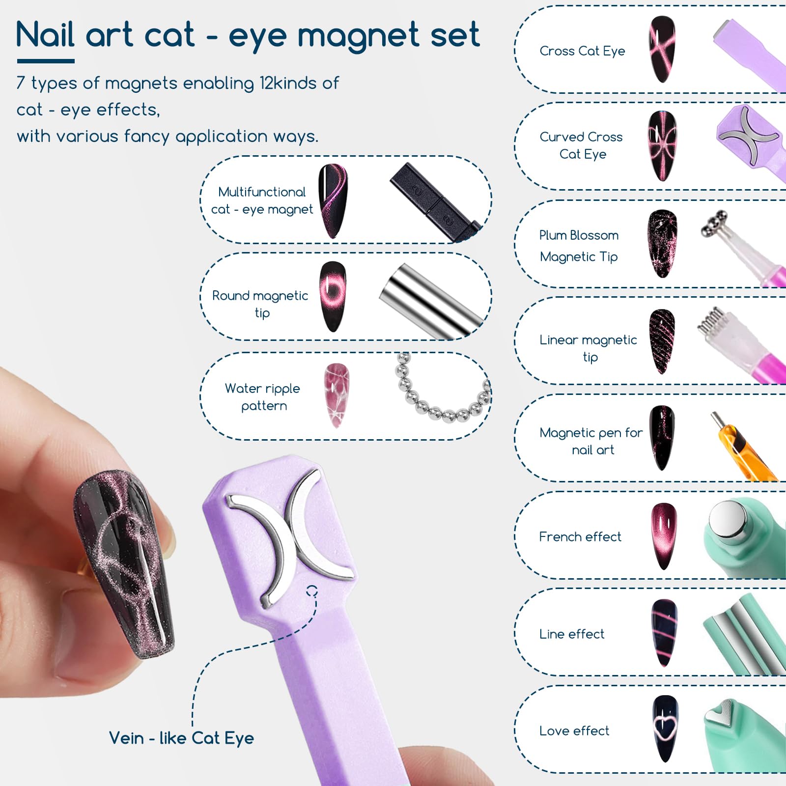 Imán amarillo XEAOHESY Cat Eye, manejo sencillo para uñas con gel.