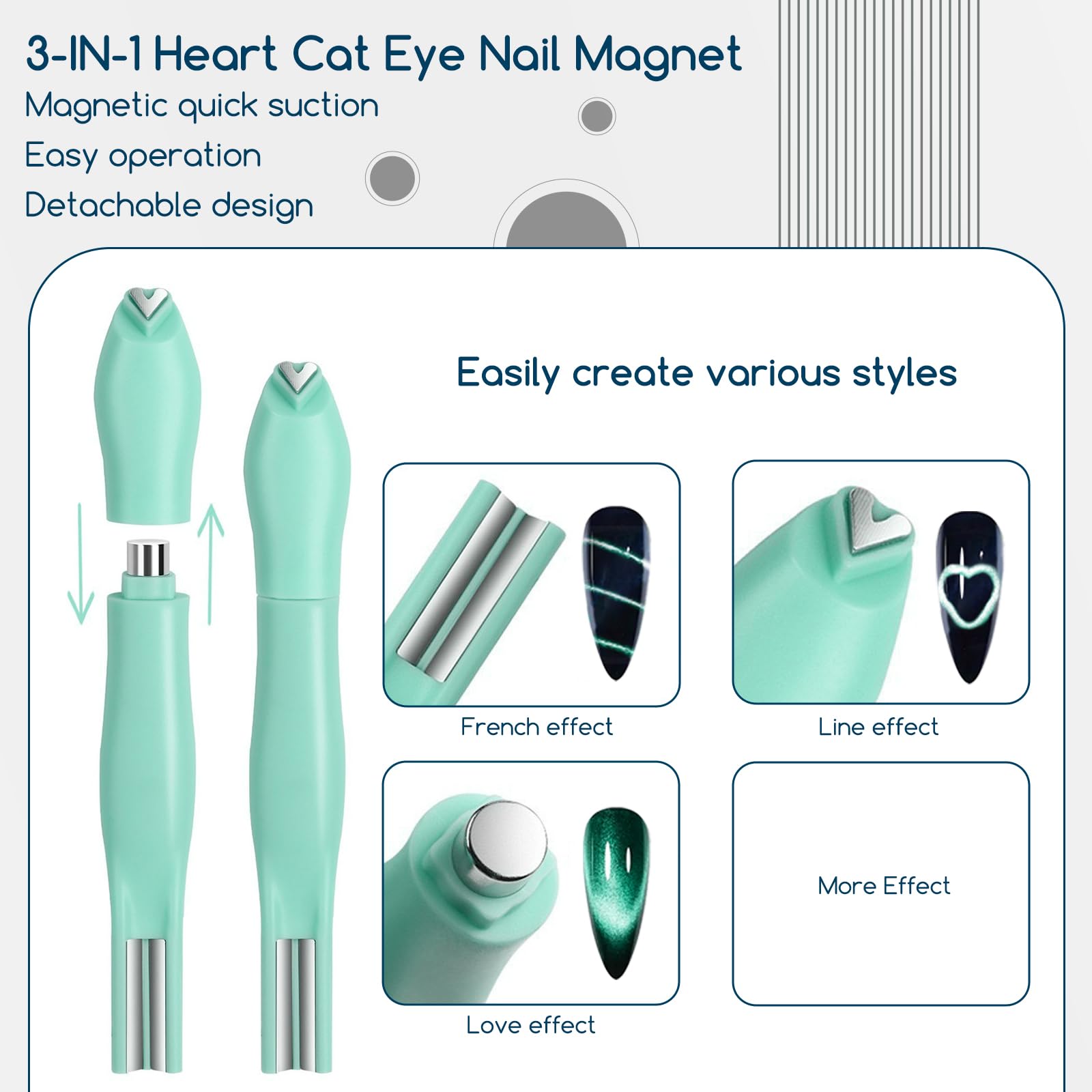 Varita negra XEAOHESY Cat Eye, magnetismo potente para efectos elegantes.
