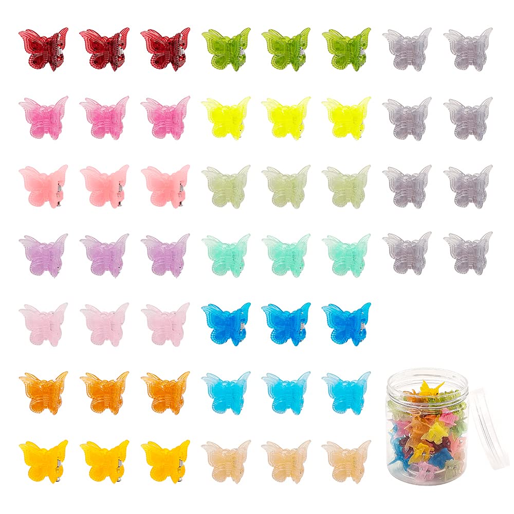 XIEHE pinzas mariposa para pelo, 50 piezas, almacenamiento práctico en estuche