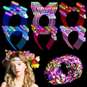 Diadema LED Xinnun con orejas de gato, ideal para fiestas y selfies brillantes