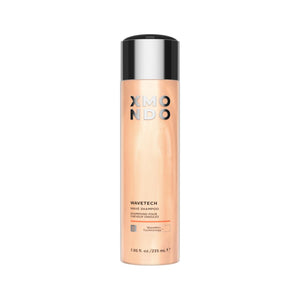 XMONDO Hair Wavetech Shampoo, botella visible, hidrata cabello y define ondas suaves.